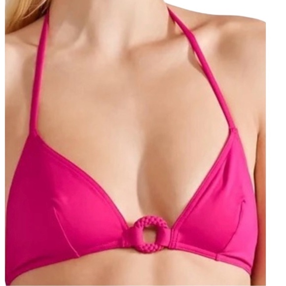 NWT ERES “Compact Stud” Full Cup Triangle Bikini Top with Braided Circle Pink - Picture 16 of 16